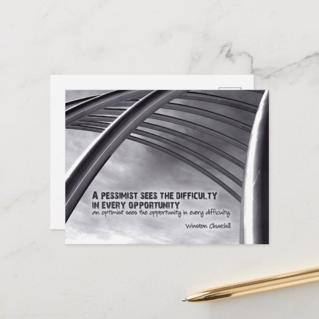 Winston Churchill Inspirational Quote Opportunity Postcard (Front/Back In Situ)