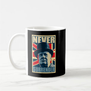 Winston Churchill Never Surrender British Flag Pro Coffee Mug