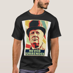 Winston Churchill Never Surrender Vintage Colours T-Shirt