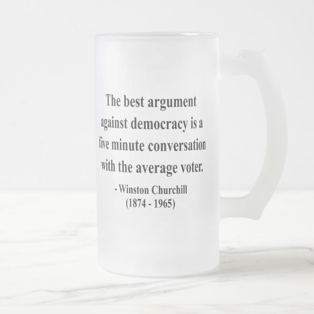Winston Churchill Quote 10a Frosted Glass Beer Mug (Right)