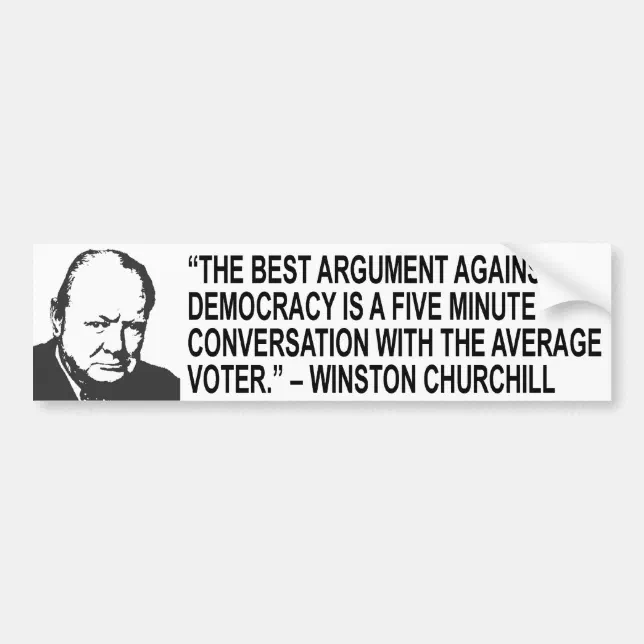 Winston Churchill Victory Oval Bumper Sticker - 3x5" Vinyl Car Decal By CafePress