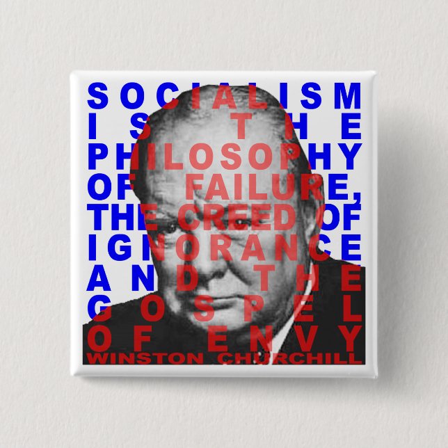 Winston Churchill Quote Button (Front)