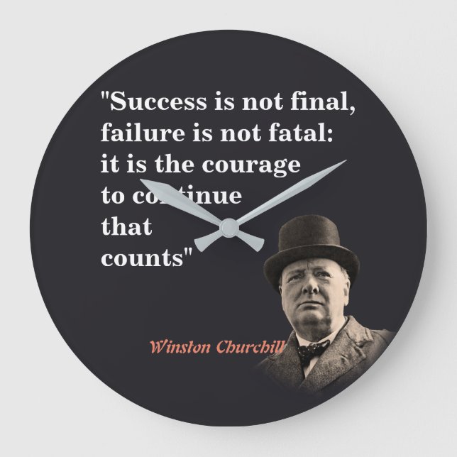 Winston Churchill Quote On Courage Large Clock (Front)