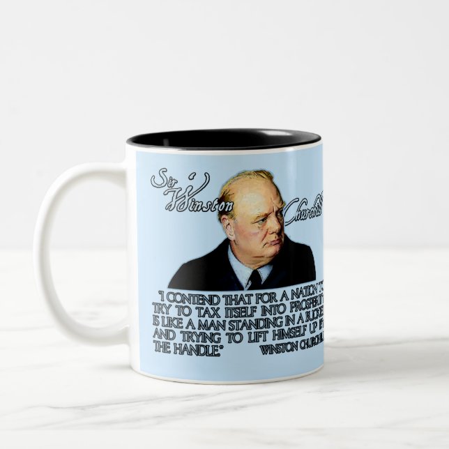 Winston Churchill Quote on Taxation Two-Tone Coffee Mug (Left)