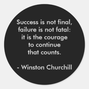 Winston Churchill Quote; Success Classic Round Sticker