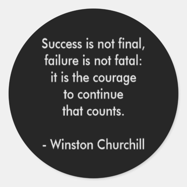 Winston Churchill Quote; Success Classic Round Sticker (Front)