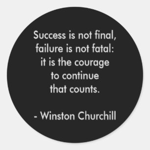 Winston Churchill Quote; Success Classic Round Sticker