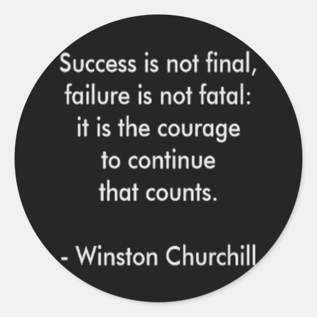 Winston Churchill Quote; Success Classic Round Sticker (Front)