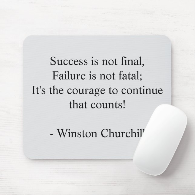 Winston Churchill Quote; Success Minimalist Mouse Mat (With Mouse)
