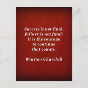 Winston Churchill Quote; Success Postcard