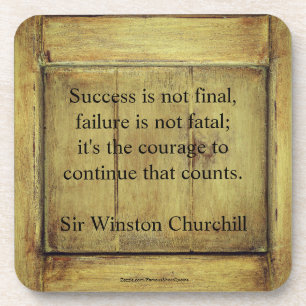 Winston Churchill Quote; Success Rustic Aged Wood Coaster