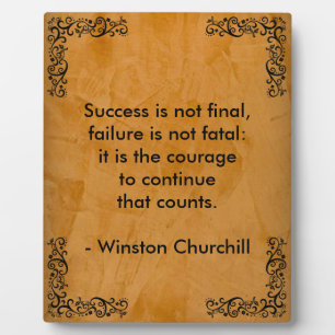 Winston Churchill Quote; Success Scroll & Stucco Plaque