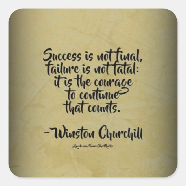 Winston Churchill Quote; Success Square Sticker (Front)