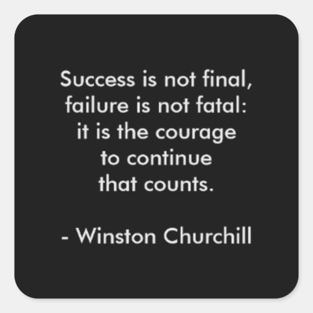 Winston Churchill Quote; Success Square Sticker (Front)