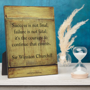 Winston Churchill Quote; Success Vintage Aged Wood Plaque