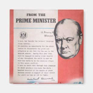 Winston Churchill, Reprint of British WW2 poster Magnet