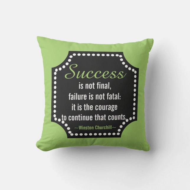 Winston Churchill Success Motivational Quote Outdoor Cushion (Front)