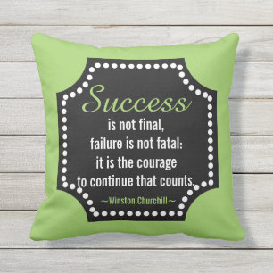 Winston Churchill Success Motivational Quote Outdoor Cushion