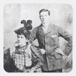 Winston Churchill with his mother 2 Square Sticker