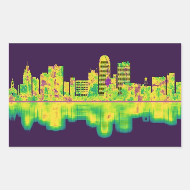 Winston-Salem North Carolina Skyline Rectangular Sticker (Front)