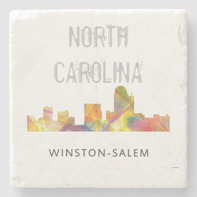WINSTON - SALEM, NTH CAROLINA SKYLINE - STONE COASTER (Front)