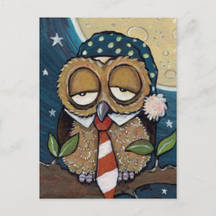 Winston Sleepy Business Owl Art Postcard