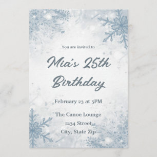 Winter 25th Birthday Invitation – Snowflakes