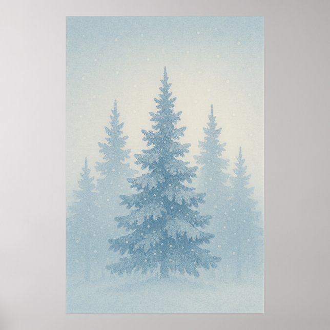 Winter 2, Frosted Pines, Seasonal Print   (Front)