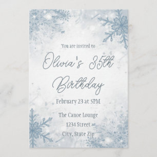 Winter 35th Birthday Invitation – Cool Grey Snow