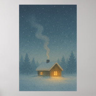 Winter 3, Cabin Ember light, Seasonal Print  