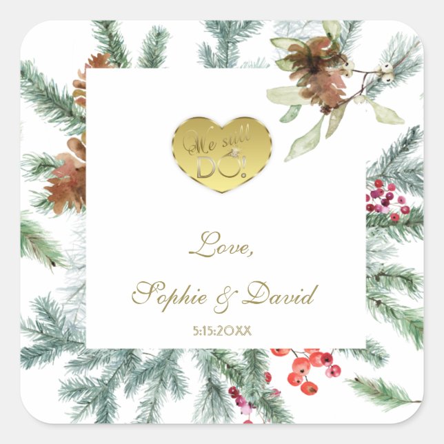 Winter 50th Wedding We Still Do Square Sticker (Front)