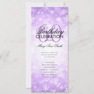 Winter 60 Birthday Program Purple Wonderland Menu Invitation