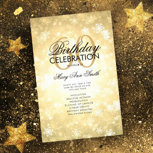 Winter 60th Birthday Program Gold Wonderland Menu
