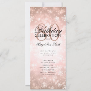 Winter 80 Birthday Program Rose Gold Wonderland  Invitation
