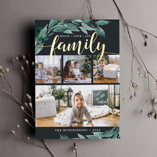 Winter Abundance   Photo Collage Gold Foil Holiday Card