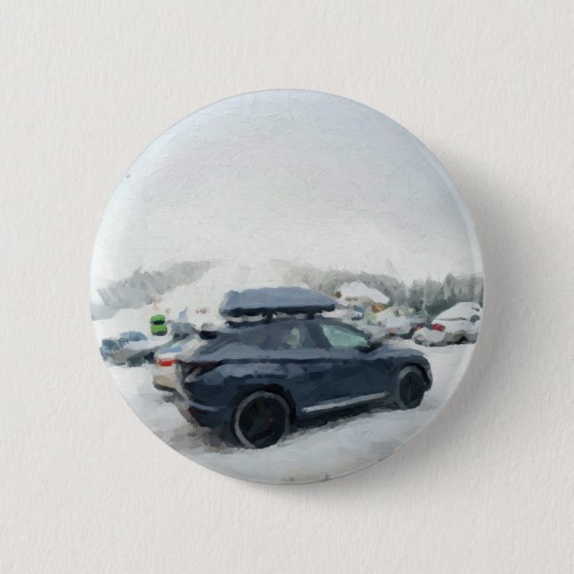 Winter Adventure Parking Scene 6 Cm Round Badge (Front)