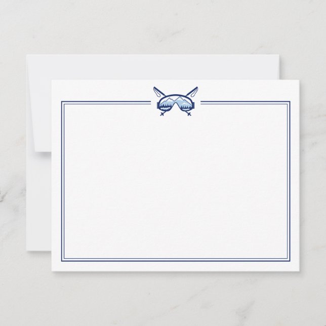 Winter Adventure Stationery Elegant Ski  Thank You Card (Front)