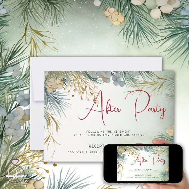 Winter After Party Watercolor Greenery  Invitation (Creator Uploaded)