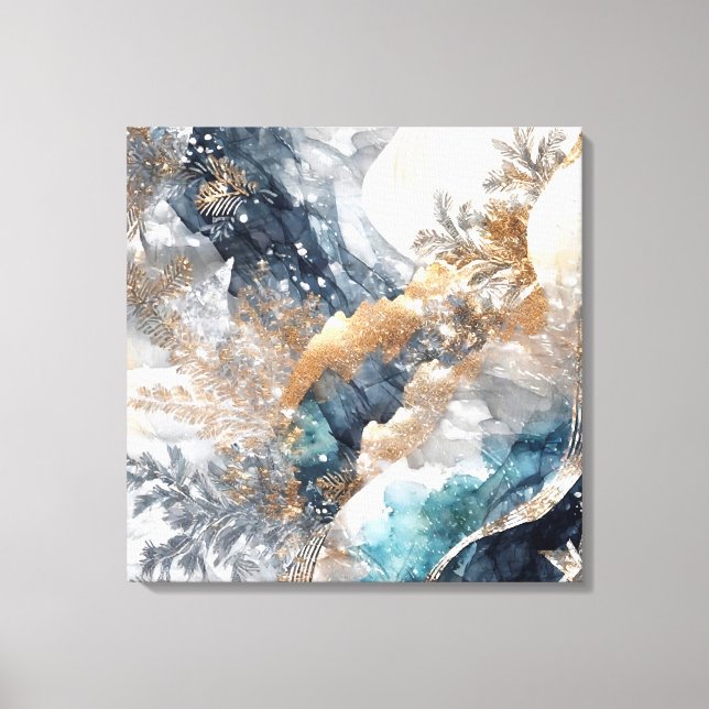 Winter Alcohol Ink Art Wrapped Canvas (Front)