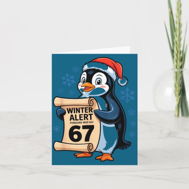 Winter Alert Penguins Who Say 67 Six Seven Meme Ch Card (Front)