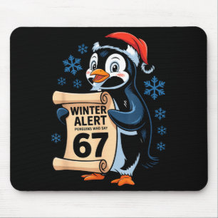 Winter Alert Penguins Who Say 67 Six Seven Meme Ch Mouse Mat