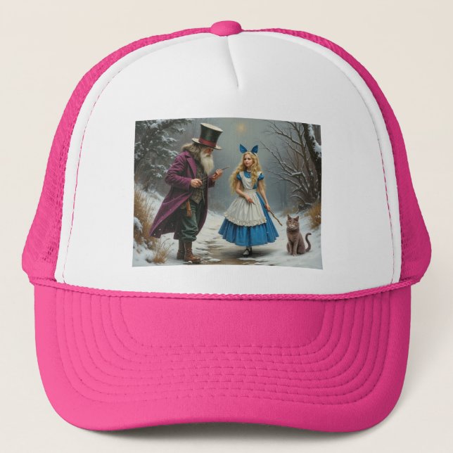 Winter Alice pink trucker hat (Front)