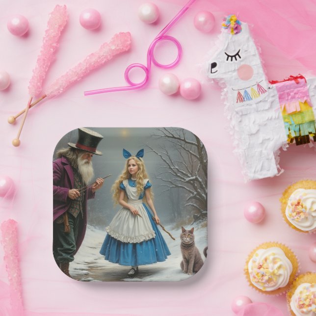 Winter Alice square paper plates (Party)