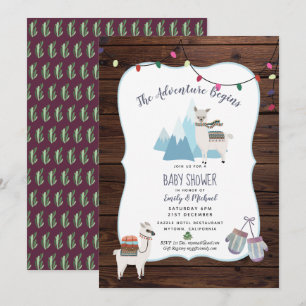 Winter Alpaca Baby Shower Invitation