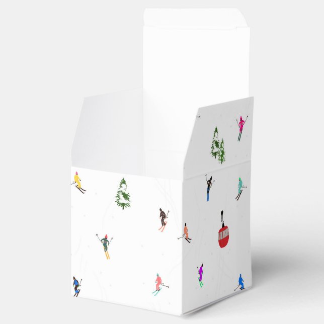 Winter Alpine Skiers Ski Pattern  Favour Box (Opened)