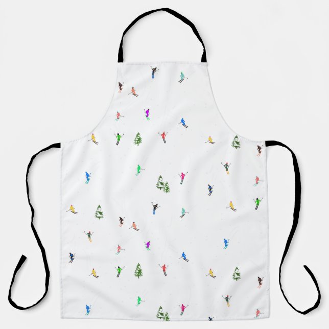 Winter Alpine Skiers Skiing Ski Skis Pattern Apron (Front)