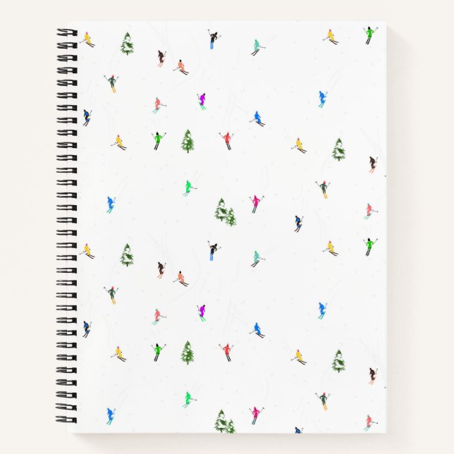 Winter Alpine Skiers Skiing Ski Skis Pattern Notebook (Front)