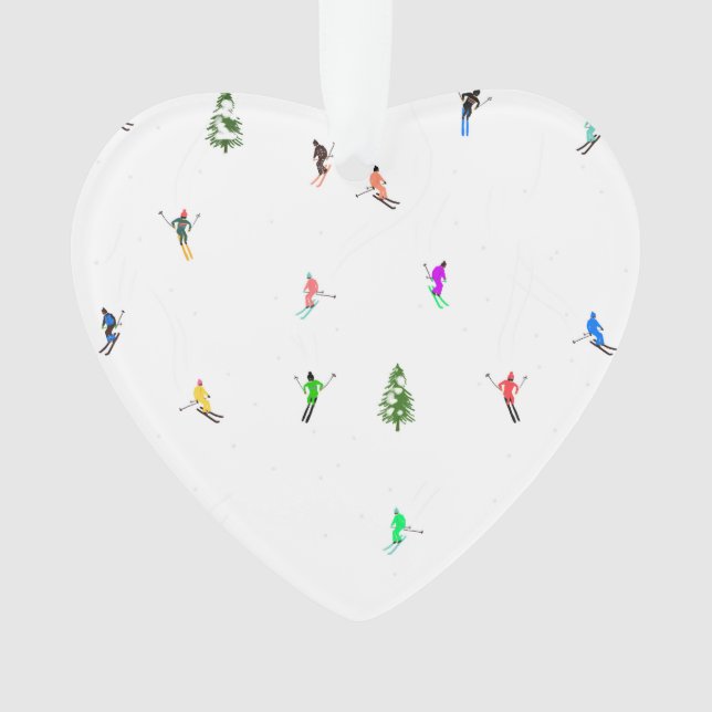 Winter Alpine Skiers Skiing Ski Skis Pattern Ornament (Front)