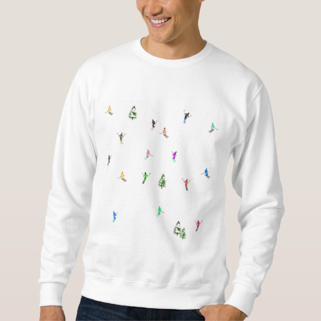 Winter Alpine Skiers Skiing Ski Skis Pattern Sweatshirt (Front)
