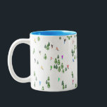 Winter Alpine Skiers Skiing Ski Skis Pattern Two-Tone Coffee Mug<br><div class="desc">Cool winter themed skier pattern design with skiers skiing down alpine ski resort slopes among snow covered fir trees in alps. Freeride skiers are wearing colourful vintage retro ski suits, skiing downhill with skis on a white snowy mountain landscape background. Wonderful winter sport fun gift for a skier in your...</div>